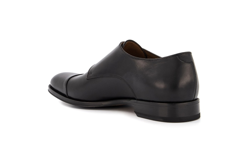 traje negro braune schuhe dunkler anzug LOTTUSSE, Doppelmonkstrap, schwarz