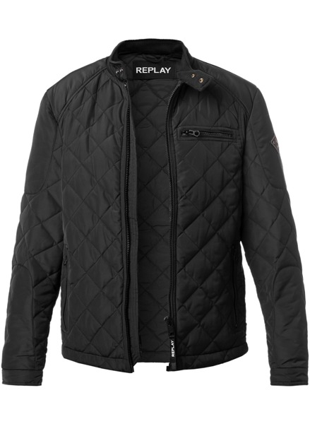 Bikerjacke Replay Lederjacken Herren Replay, Steppjacke, Schwarz - Main Image