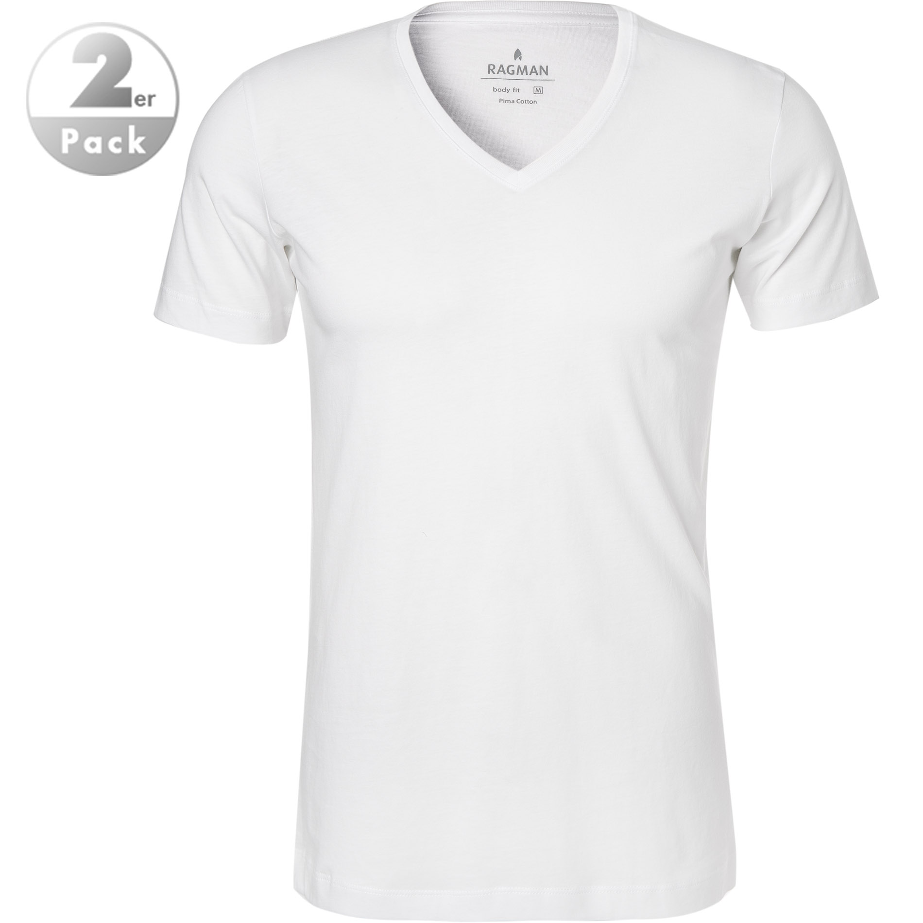 RAGMAN Herren V-Shirt weiß