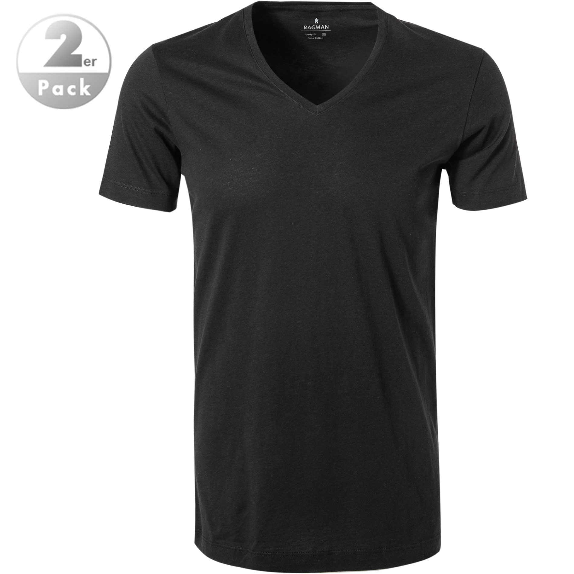 RAGMAN Herren V-Shirt schwarz