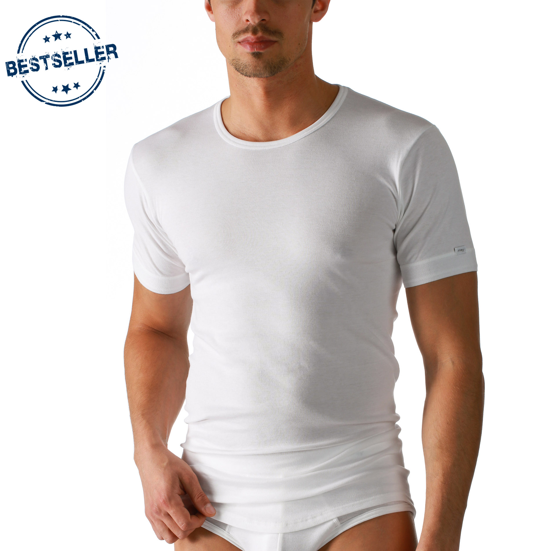 Mey Herren T-Shirt Weiß Baumwolle & Mix Unifarben