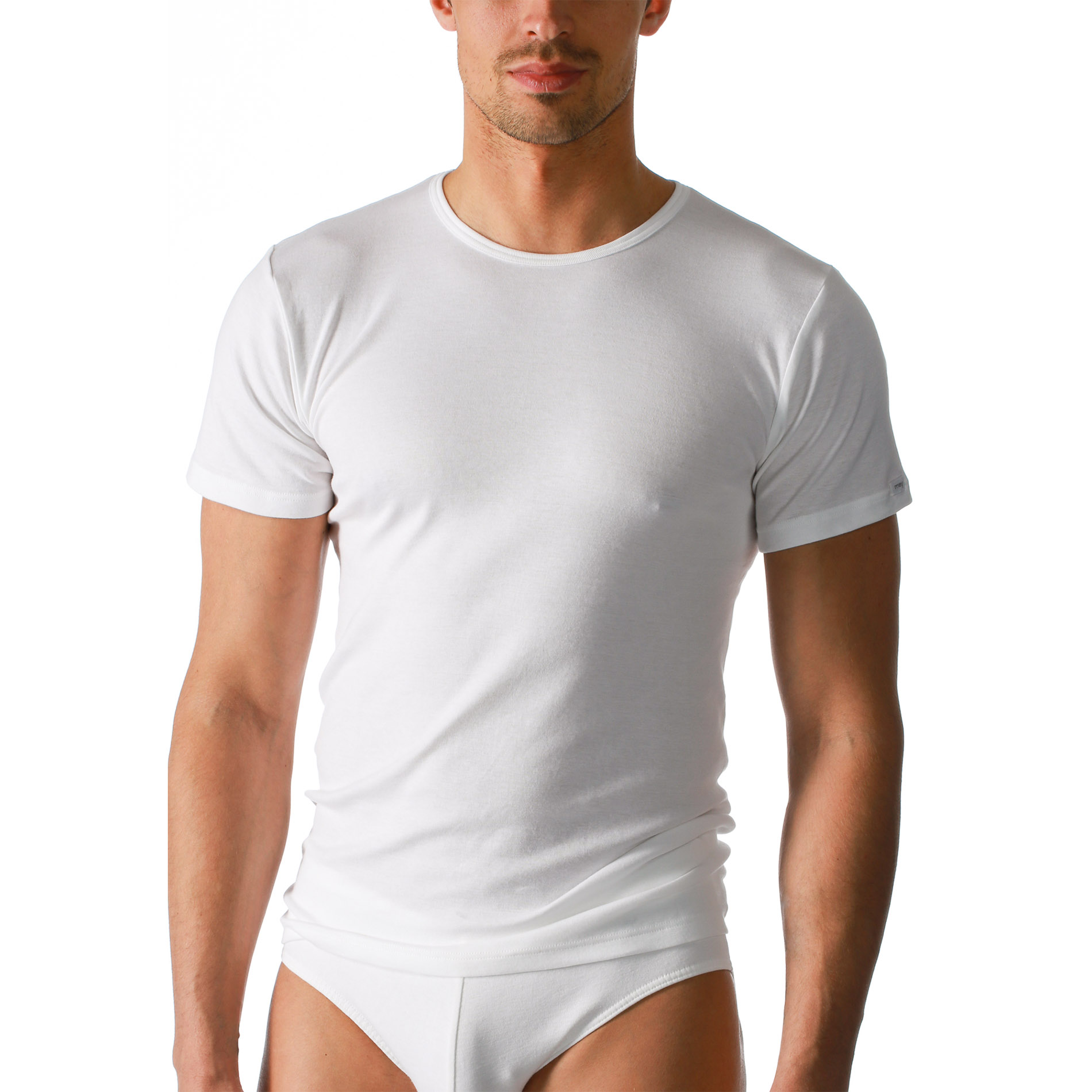 Mey Herren T-Shirt weiß Baumwolle & Mix unifarben