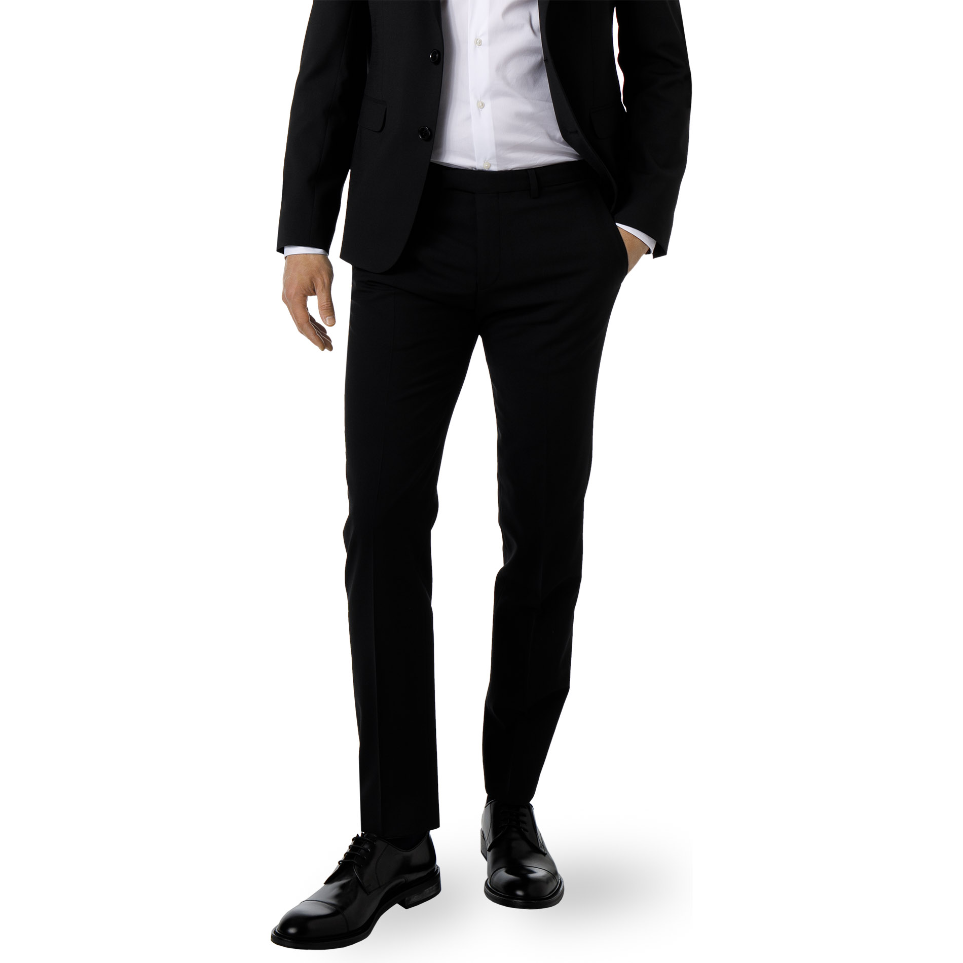 DIGEL Herren Hose schwarz Schurwolle Slim Fit