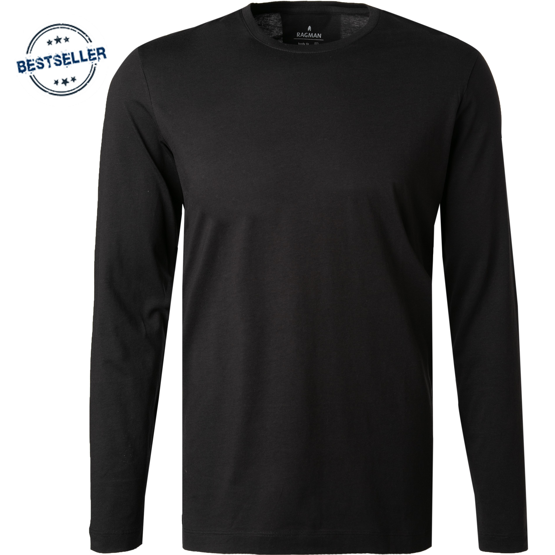 RAGMAN Herren Longsleeve schwarz