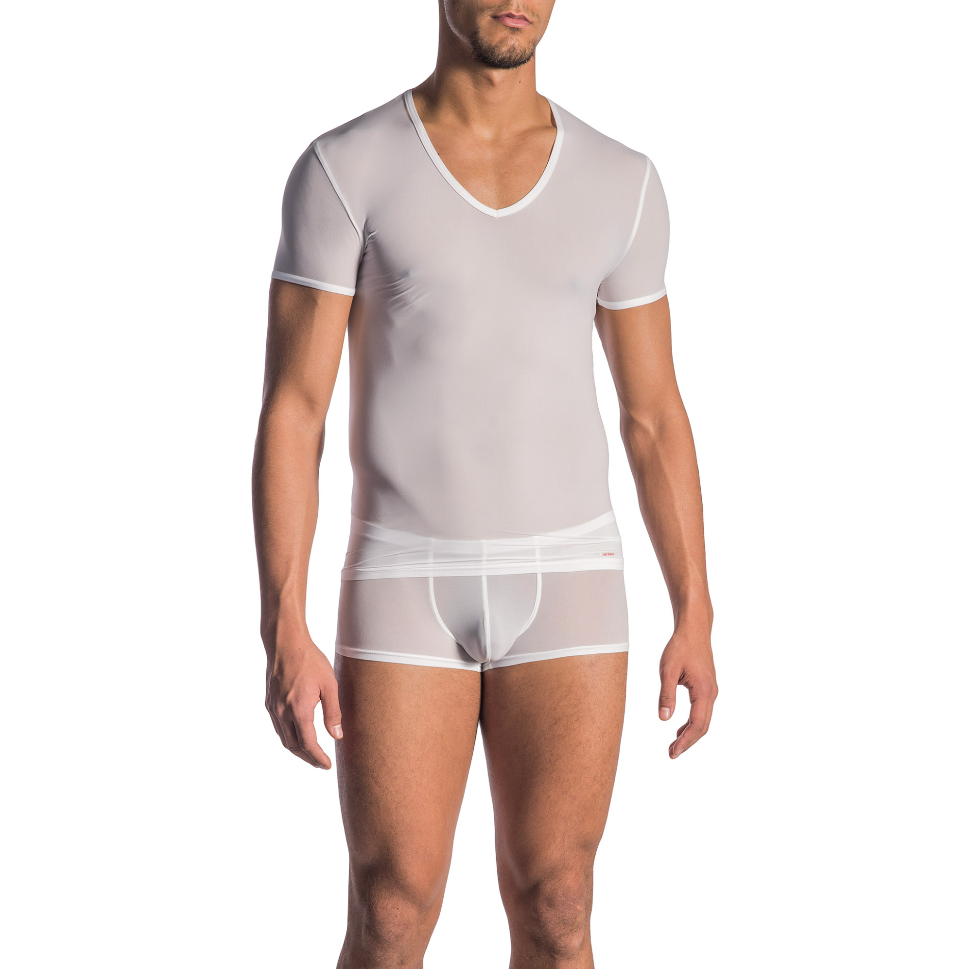 Olaf Benz Herren T-Shirt weiß Mikrofaser unifarben