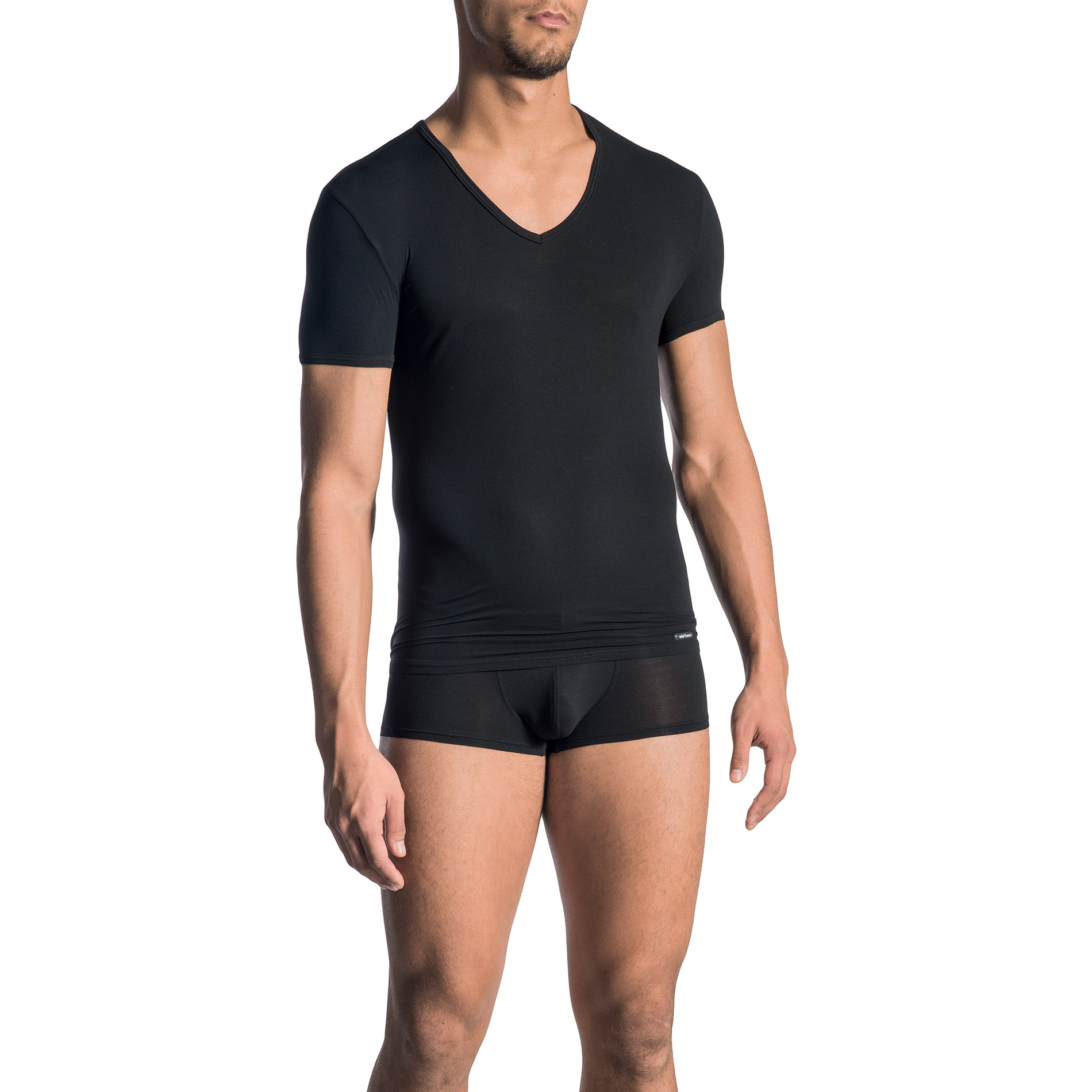 Olaf Benz Herren T-Shirt schwarz Mikrofaser unifarben
