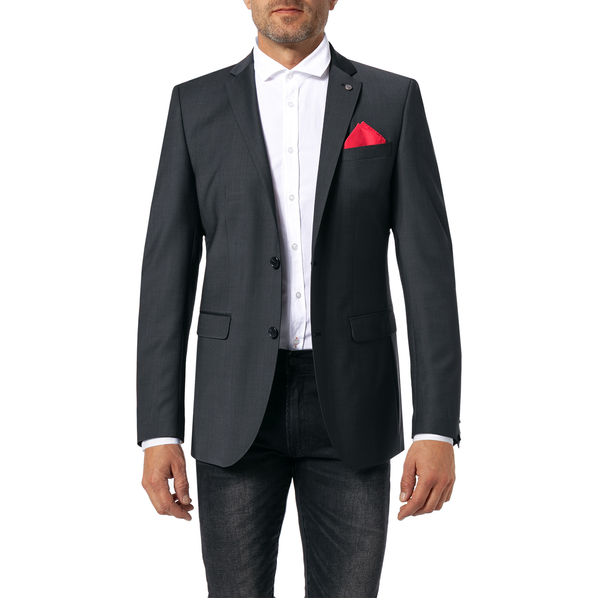 CG Herren Sakko schwarz Schurwolle Slim Fit