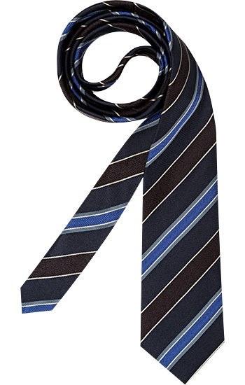 Krawatte Seide-Wolle dunkelblau-royal gestreift