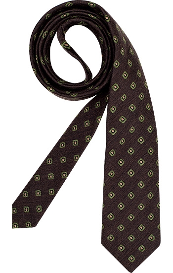 Krawatte Wolle-Seide braun-grün gemustert