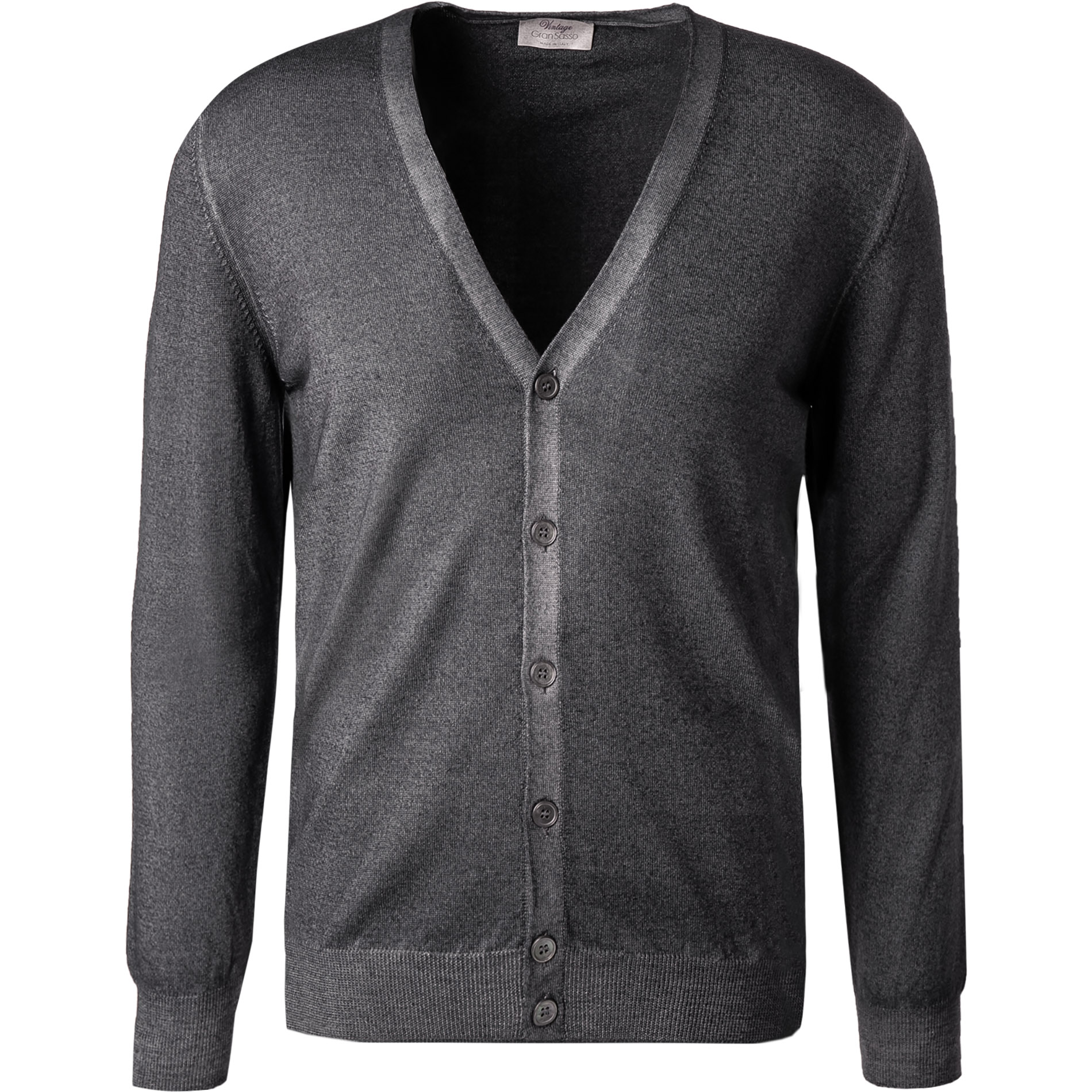 Gran Sasso Herren Cardigan grau Merinowolle meliert