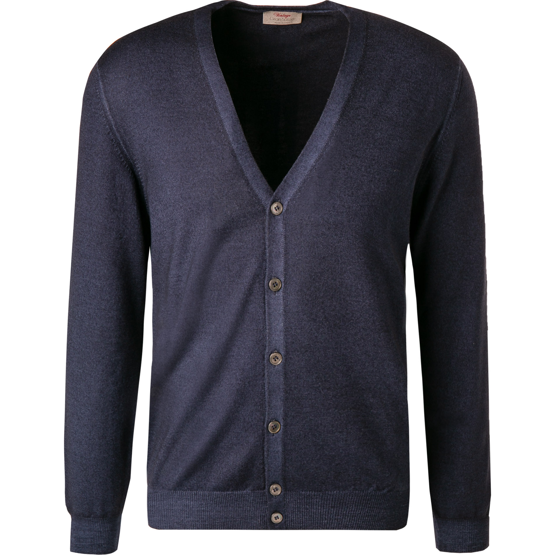 Gran Sasso Herren Cardigan blau Merinowolle meliert