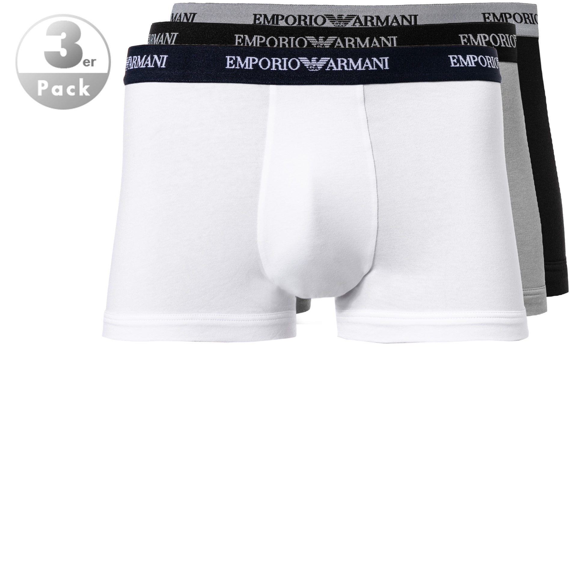 Emporio Armani Herren Trunks Grau Baumwolle & Mix Unifarben