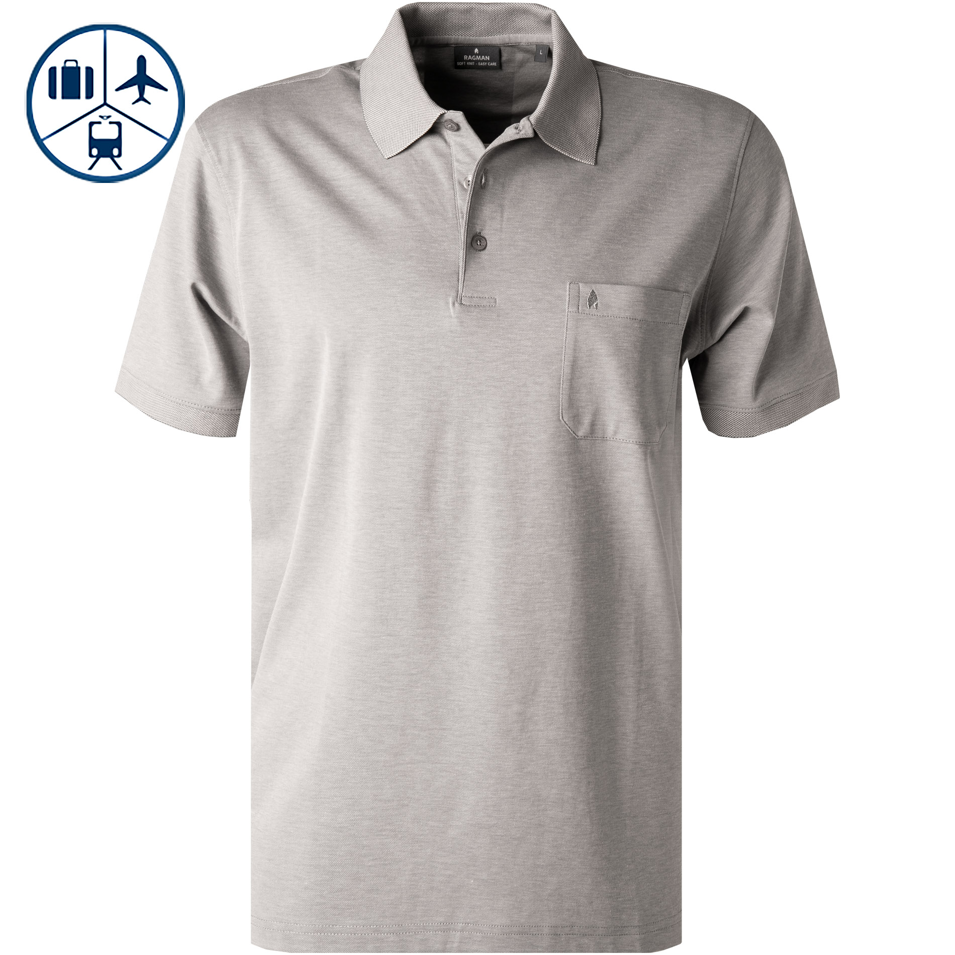 RAGMAN Herren Polo-Shirt grau