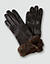 Handschuhe aus Lammnappa mit Kaninchenfellbesatz - braun
