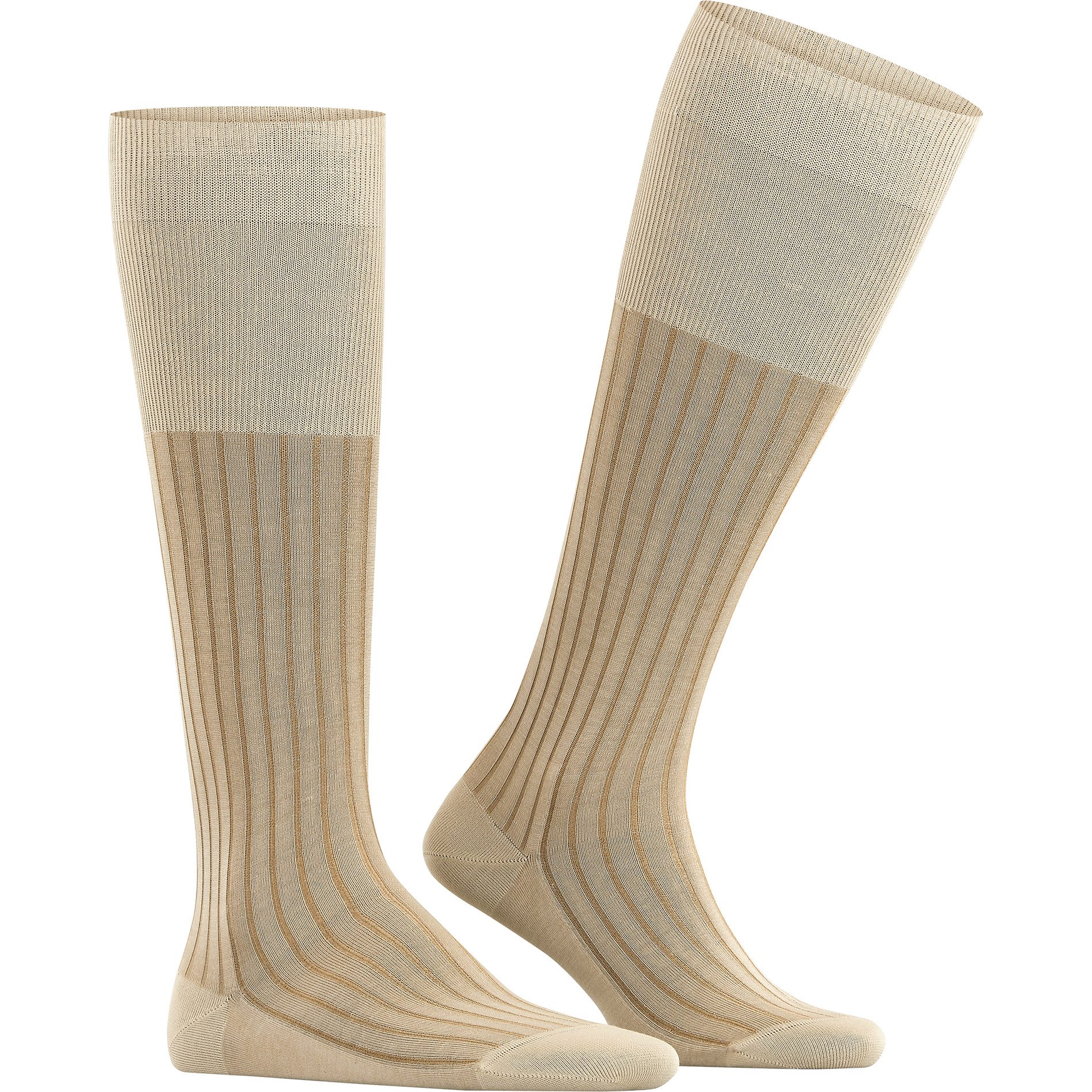 Falke Herren Kniestrümpfe beige Baumwolle & Mix Gestreift,unifarben