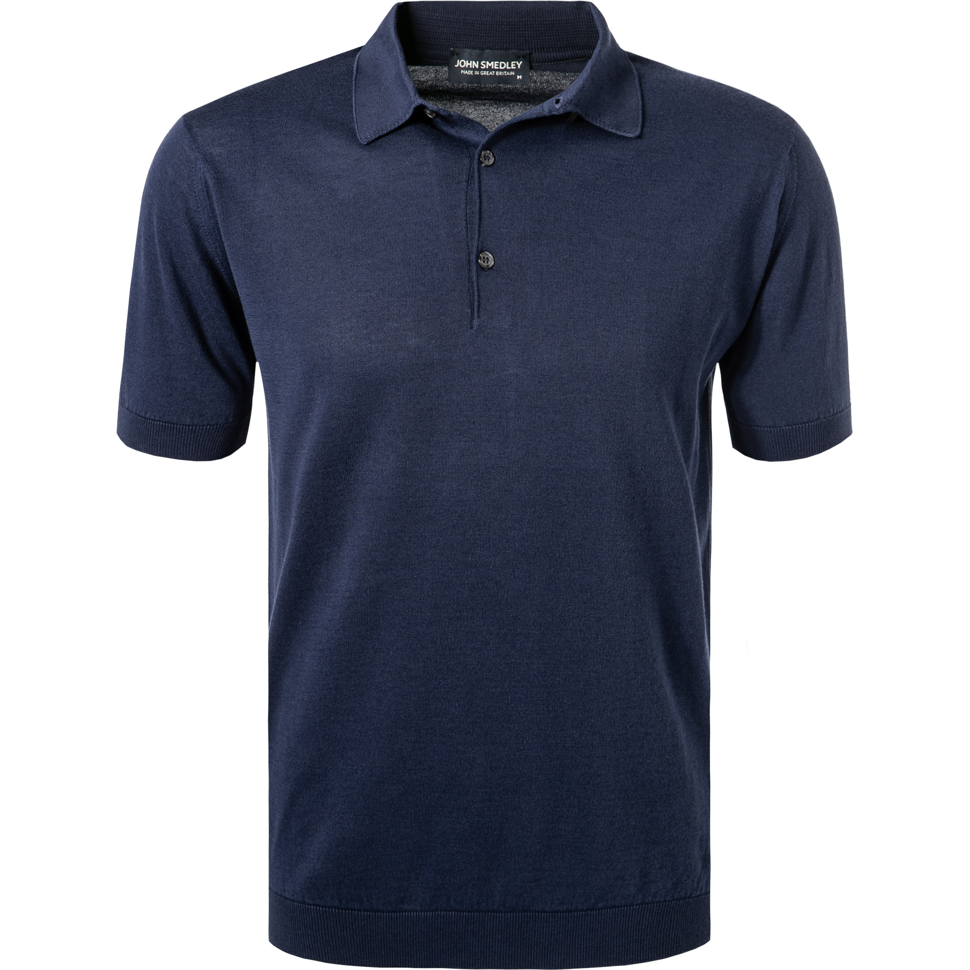 John Smedley Herren Polo-Shirt blau Cotton unifarben