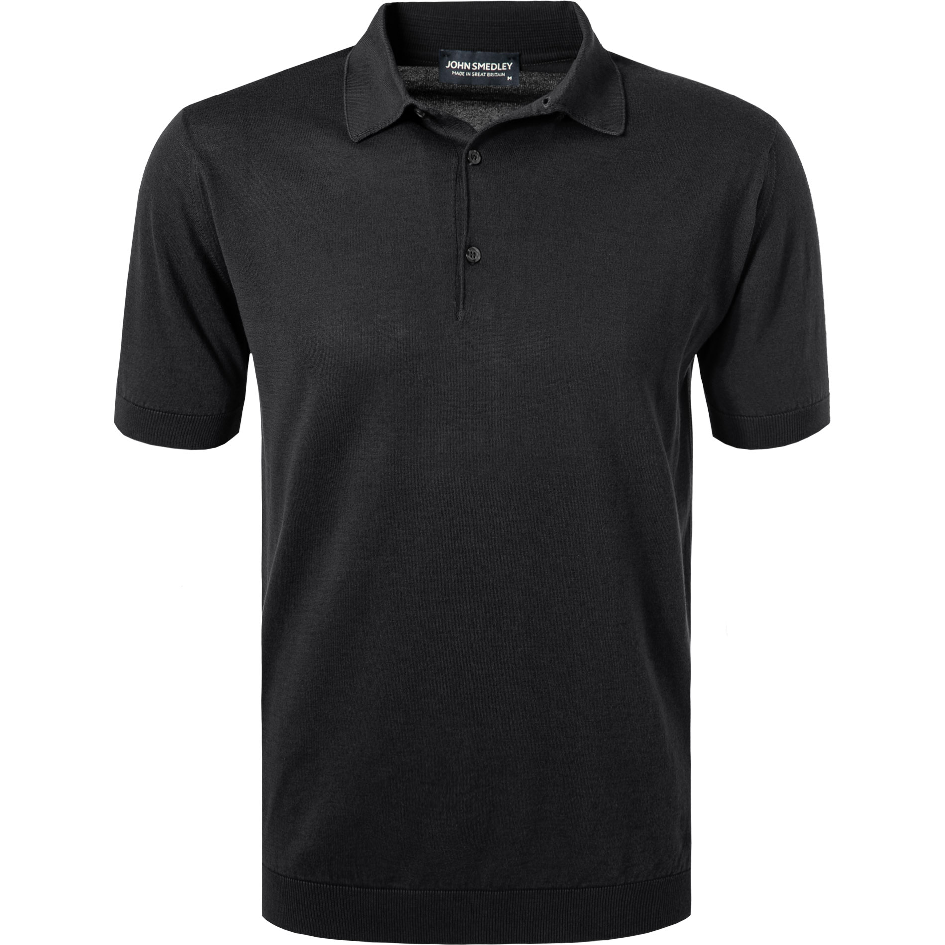 John Smedley Herren Polo-Shirt schwarz Cotton unifarben