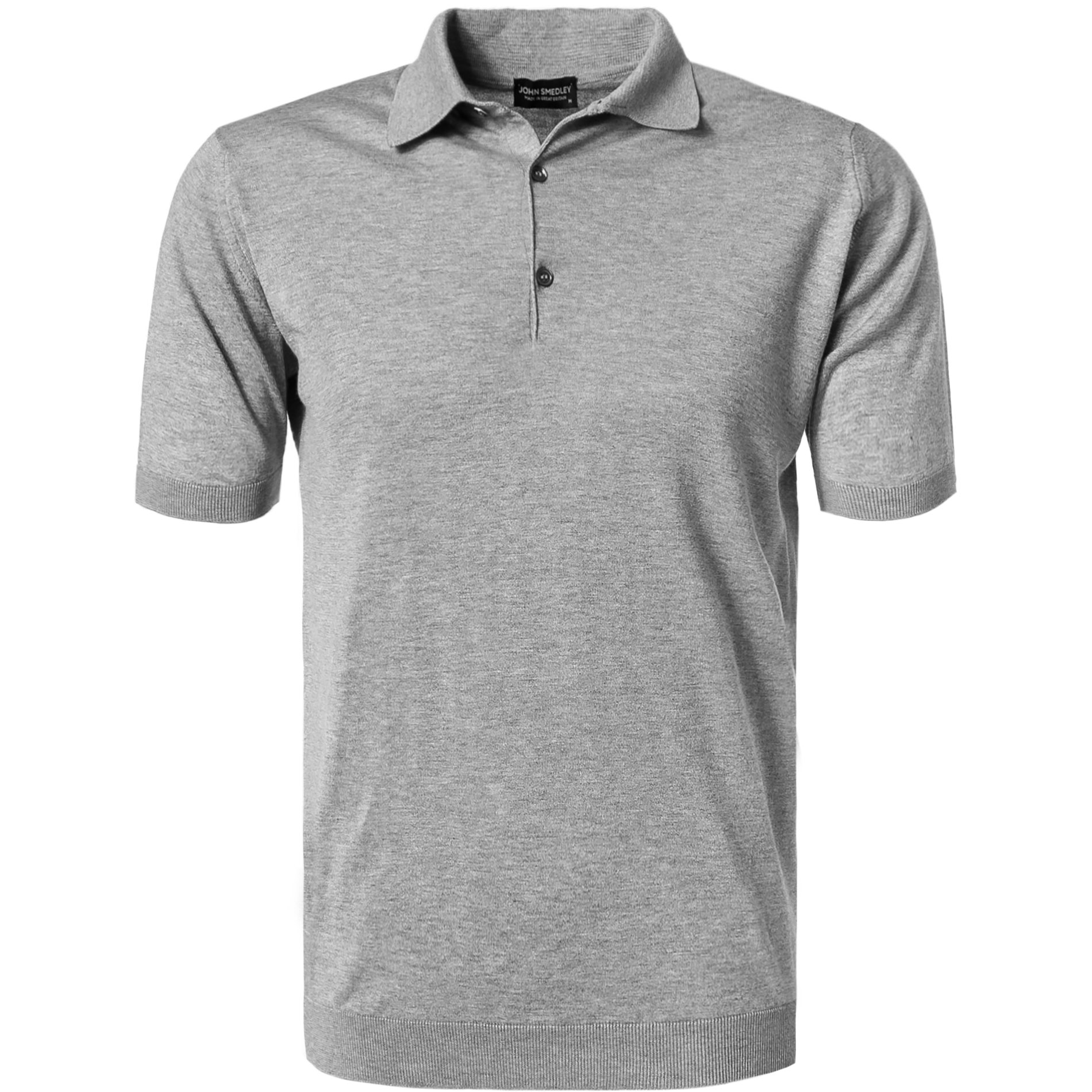 John Smedley Herren Polo-Shirt grau Cotton unifarben