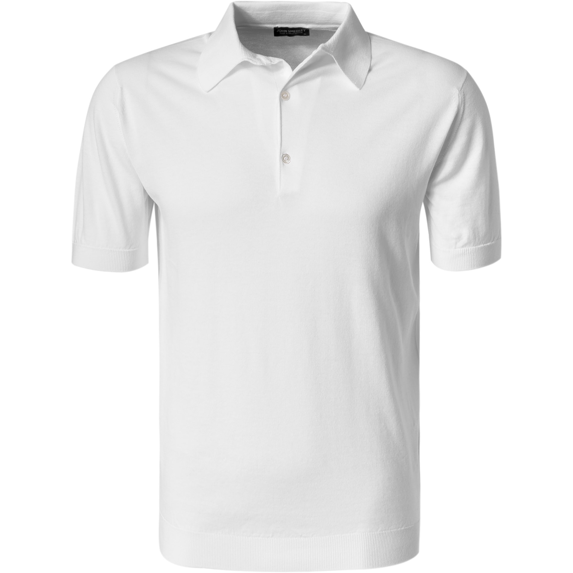 John Smedley Herren Polo-Shirt weiß Cotton unifarben