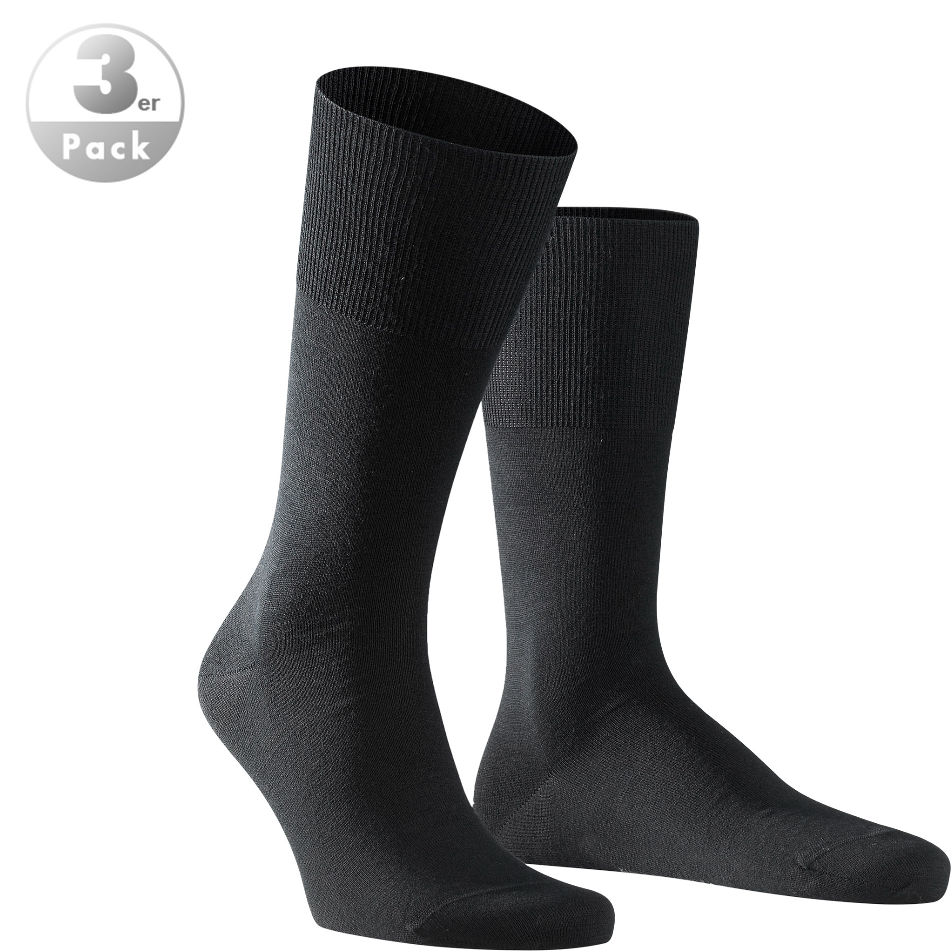 Falke Herren Socken schwarz Merinowolle unifarben