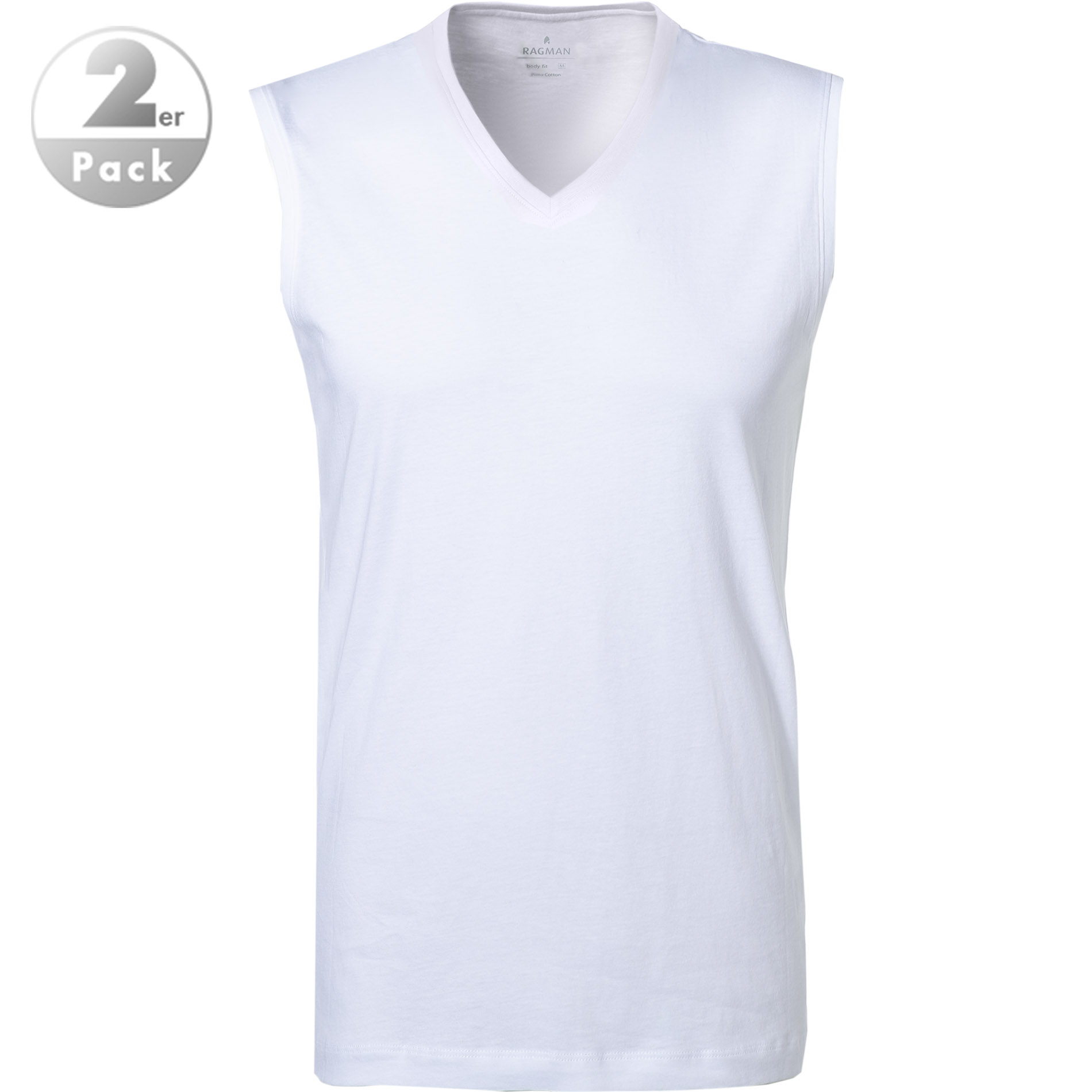 RAGMAN Herren V-Shirt weiß