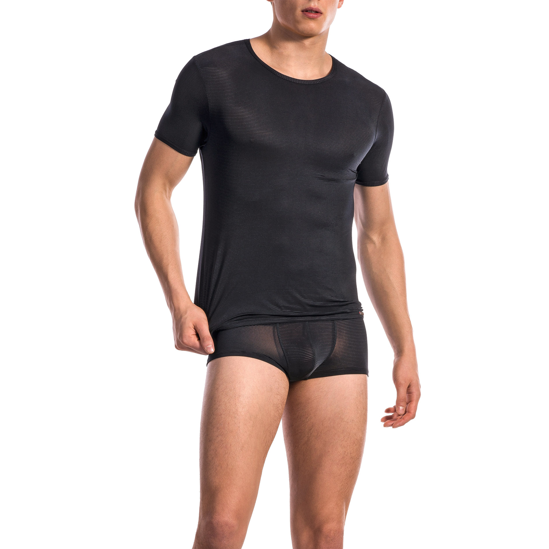 Olaf Benz Herren T-Shirt schwarz Mikrofaser unifarben
