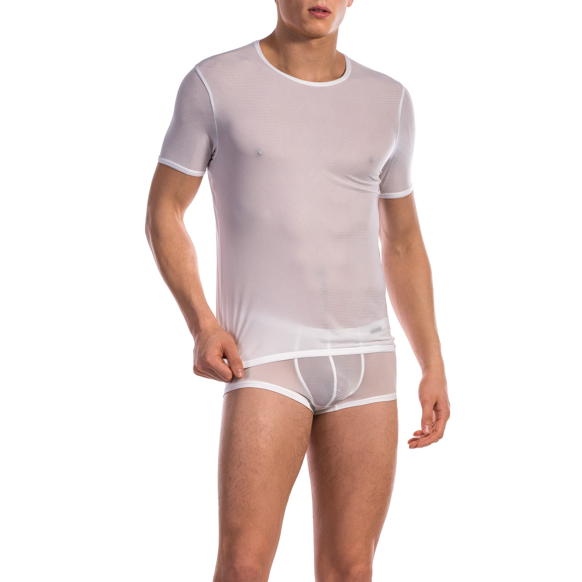 Olaf Benz Herren T-Shirt weiß Mikrofaser unifarben