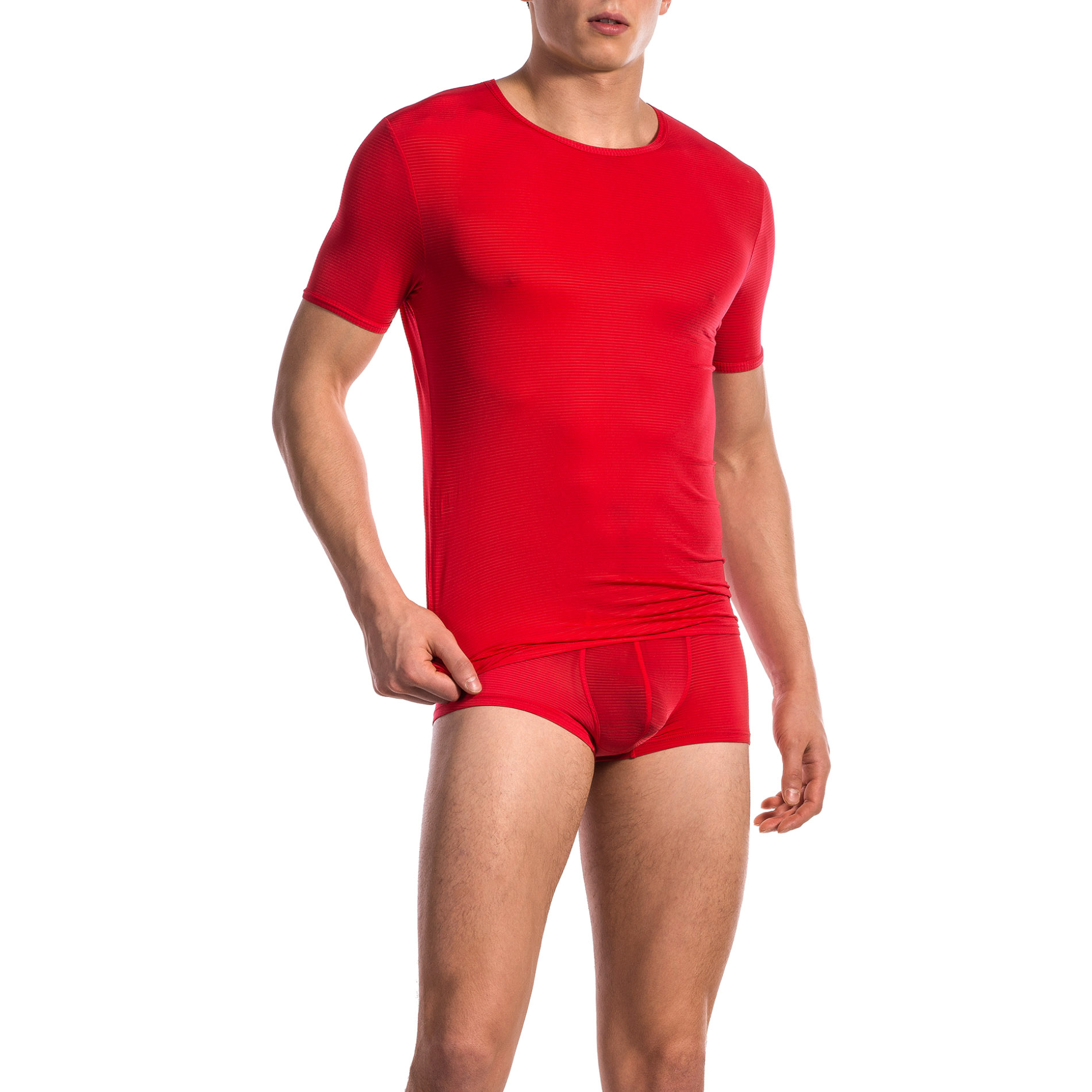 Olaf Benz Herren T-Shirt rot Mikrofaser unifarben