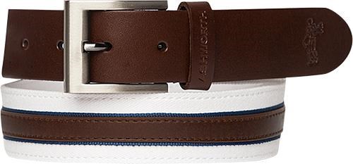 ASHWORTH Leather Cotton Belt white-brown  Z99400 Image 0