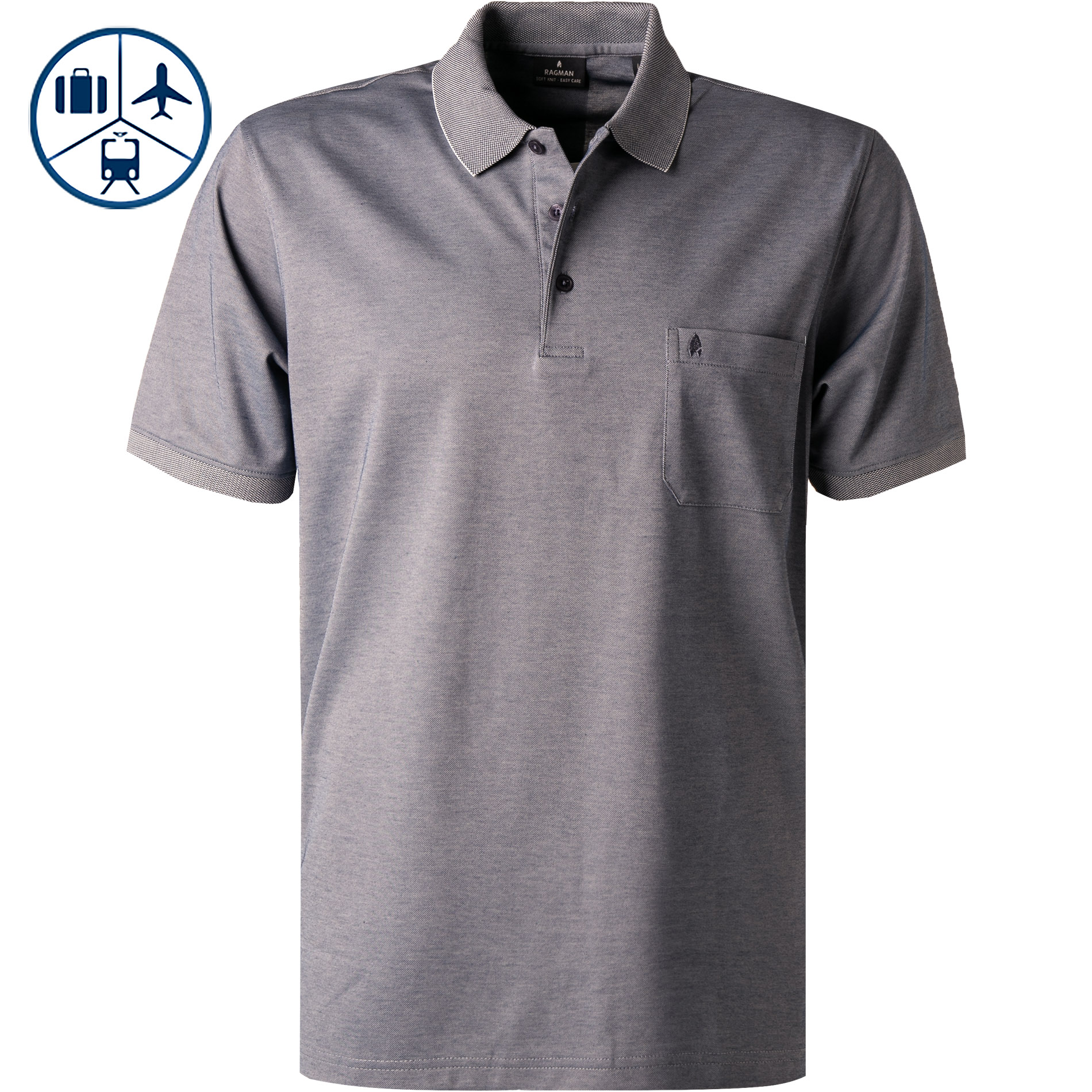RAGMAN Herren Polo-Shirt grau