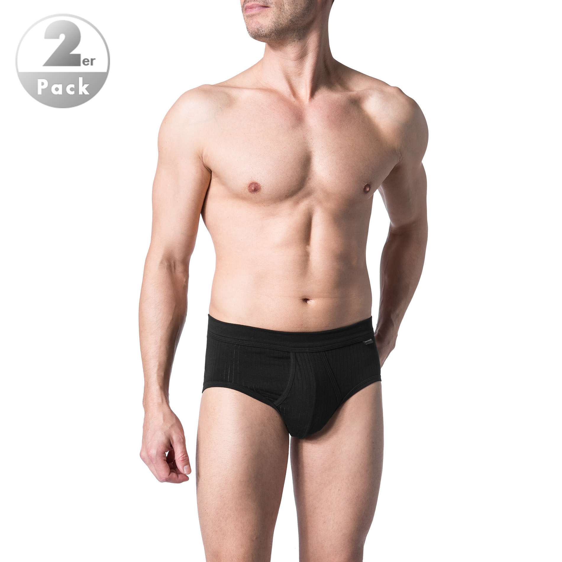 Schiesser Herren Sportslip schwarz Baumwolle unifarben