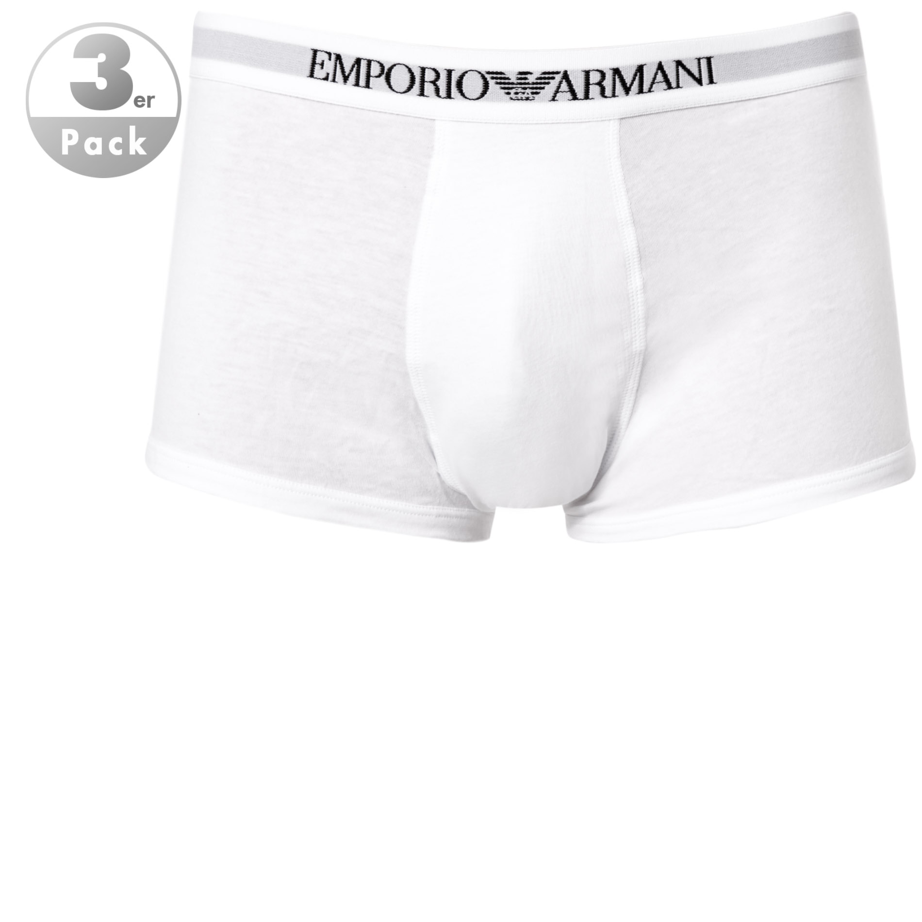 Emporio Armani Herren Trunks Weiß Reine Baumwolle Unifarben
