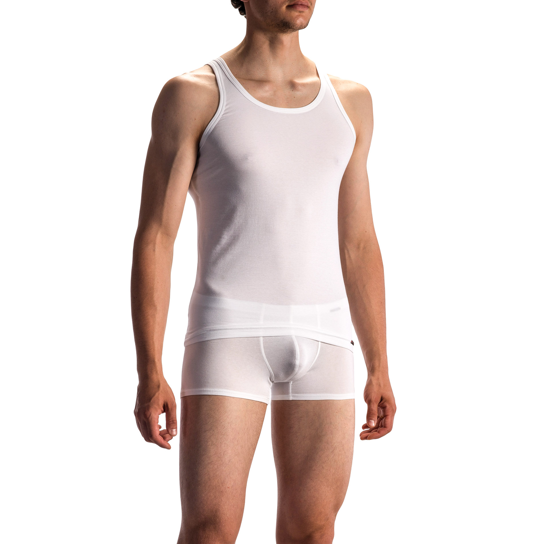 Olaf Benz Herren Sportshirt weiß Baumwolle unifarben