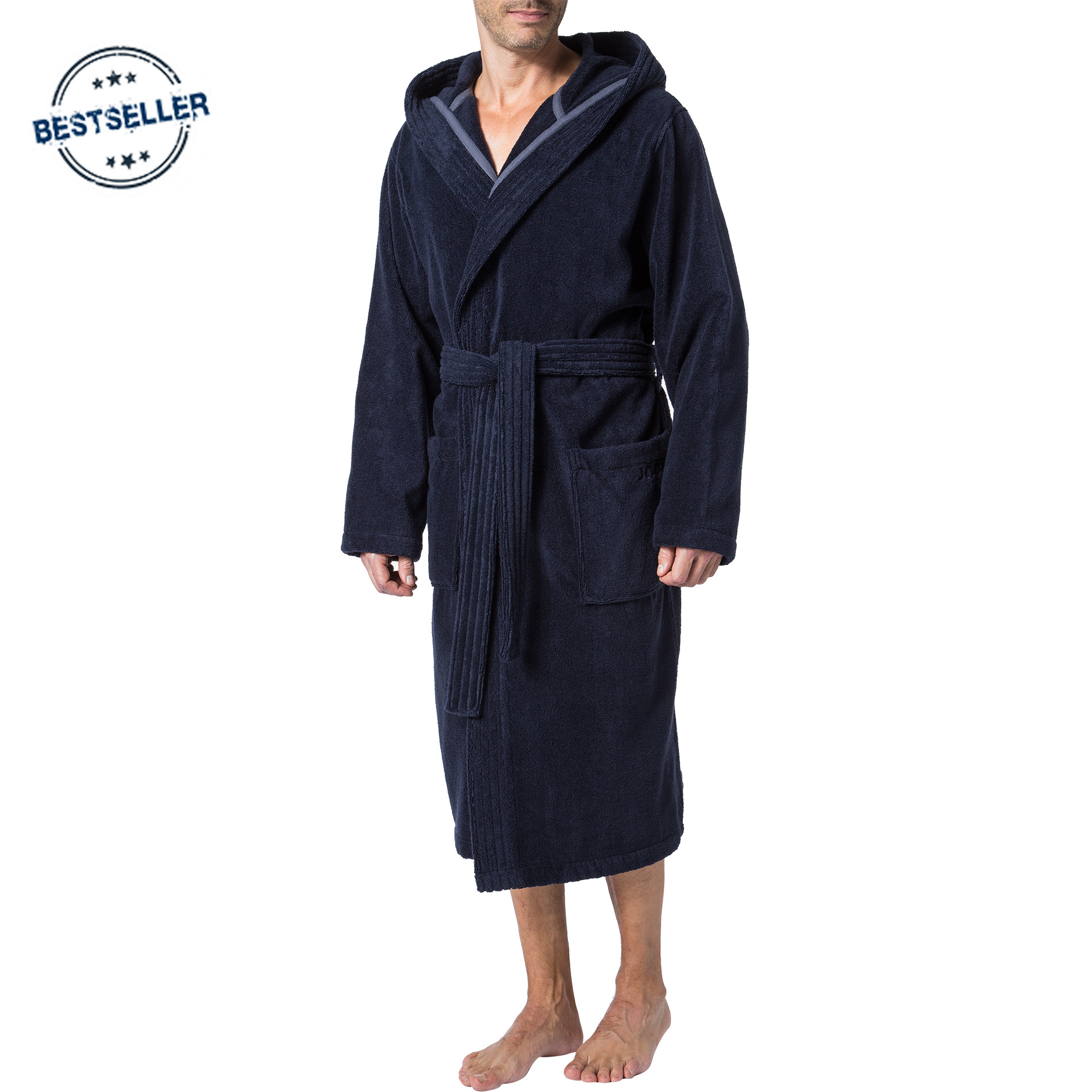 JOOP! Herren Bademantel blau Baumwolle & Mix unifarben