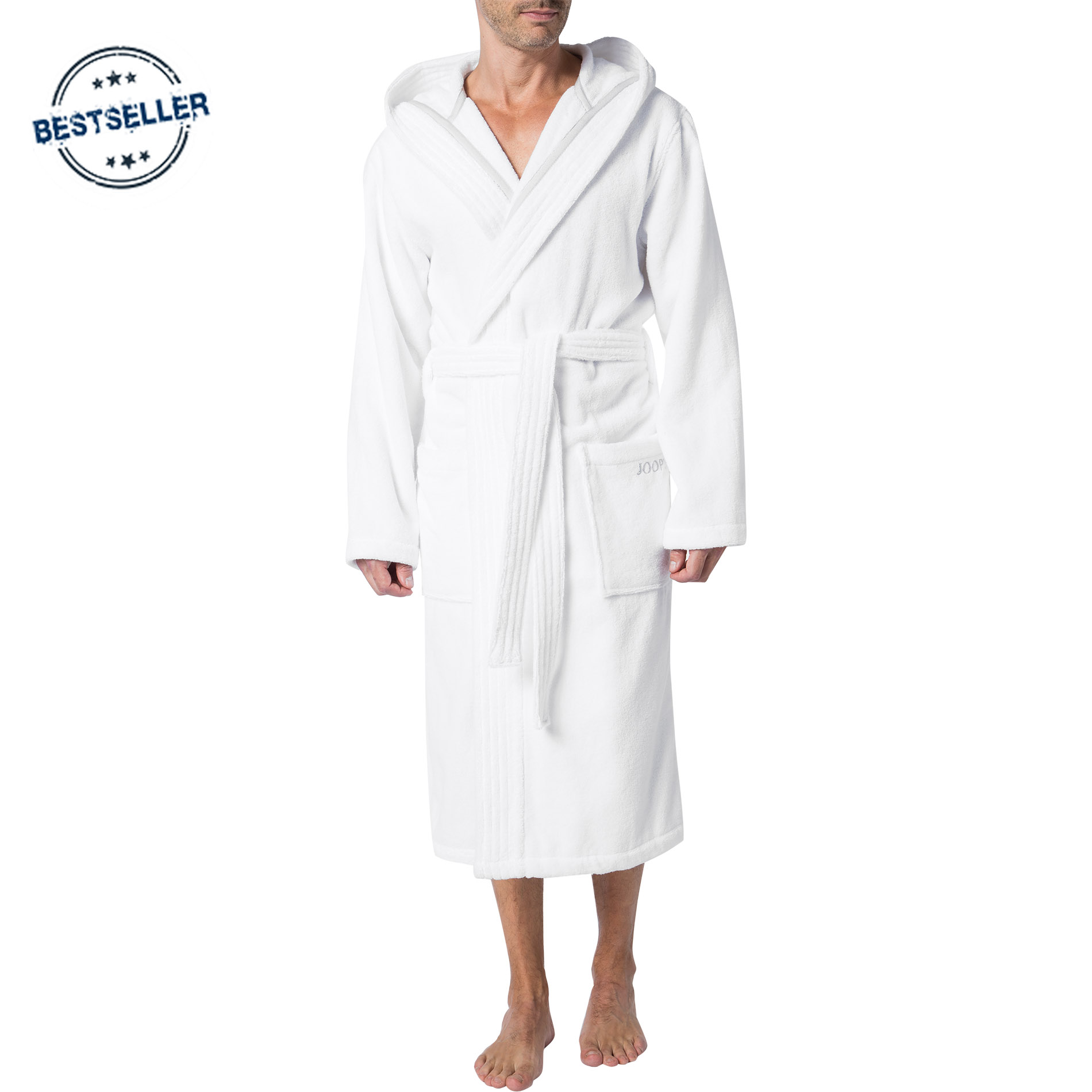 JOOP! Herren Bademantel weiß Baumwolle & Mix unifarben