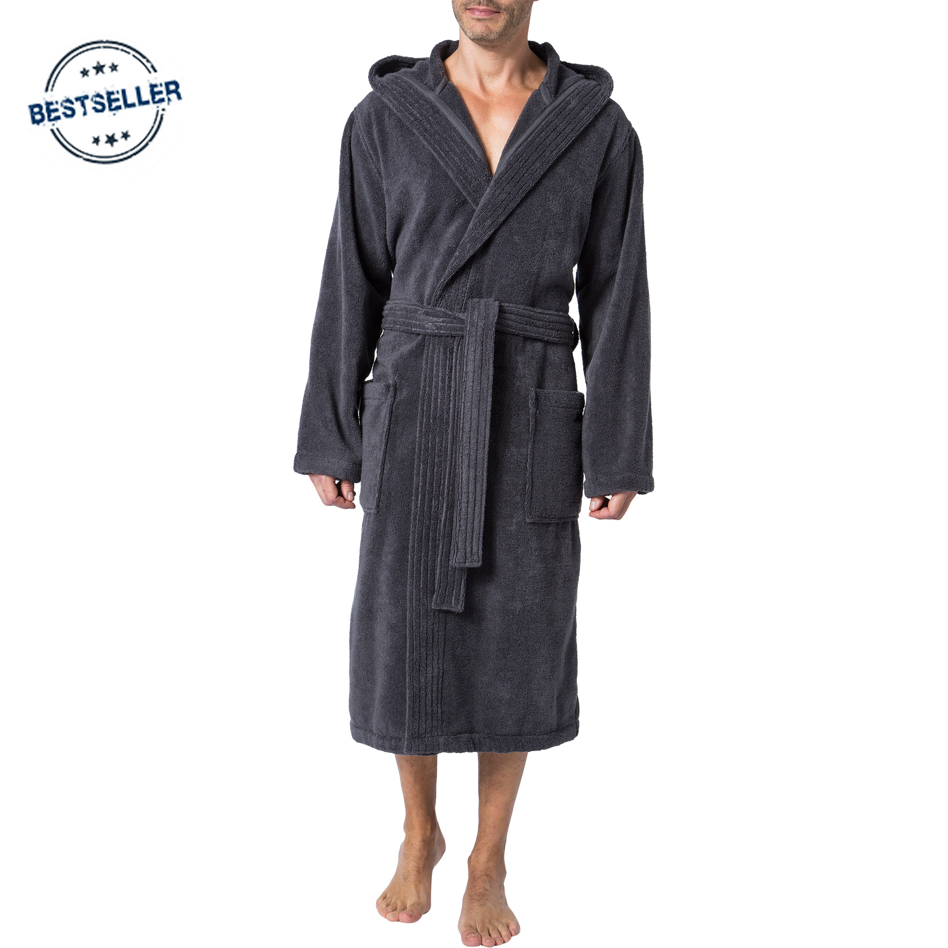 JOOP! Herren Bademantel grau Baumwolle & Mix unifarben