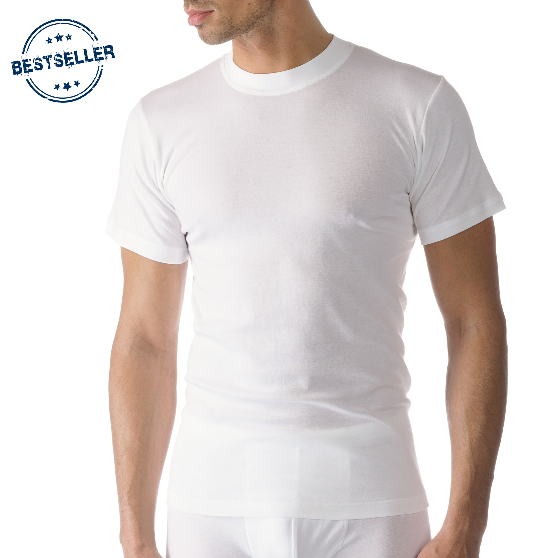 Mey Herren Olympia-Shirt weiß Reine Baumwolle unifarben