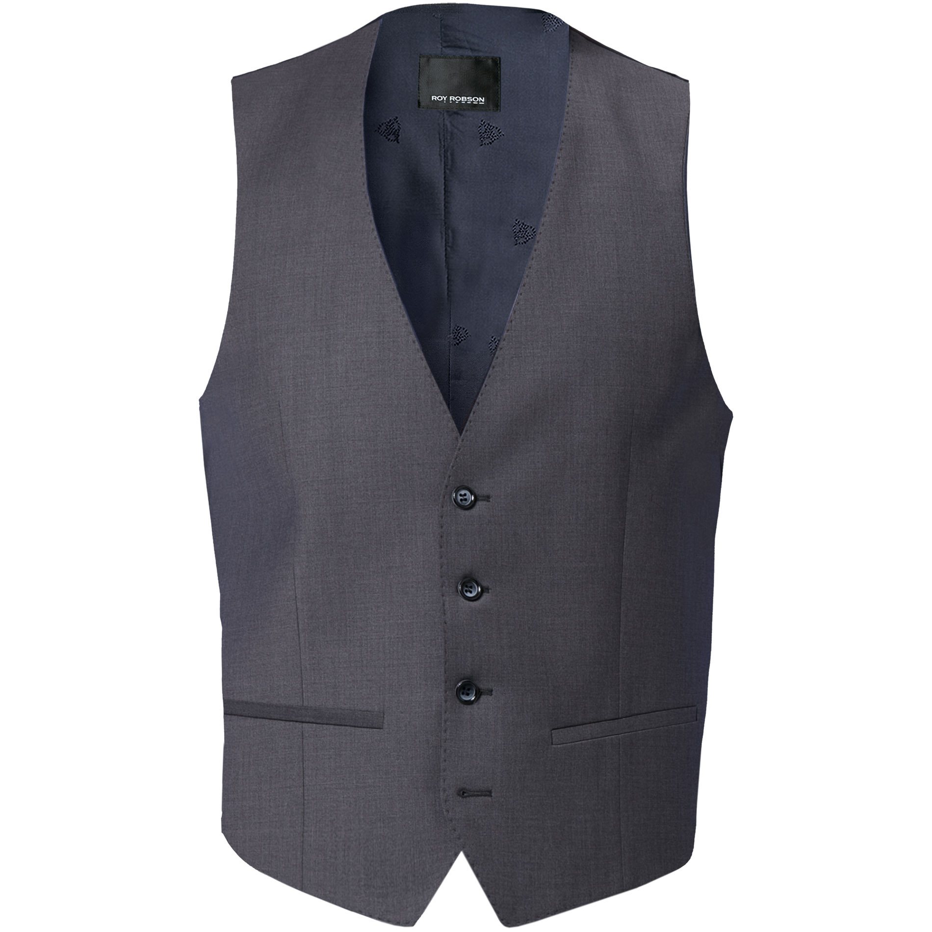 ROY ROBSON Herren Weste grau meliert Slim Fit