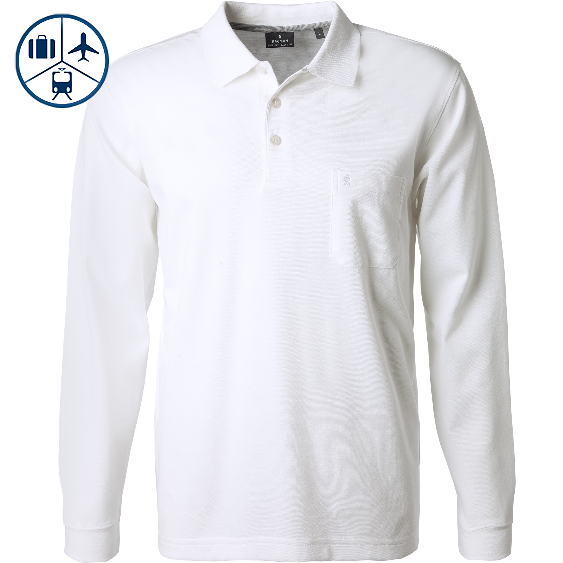 RAGMAN Herren Polo-Shirt weiß