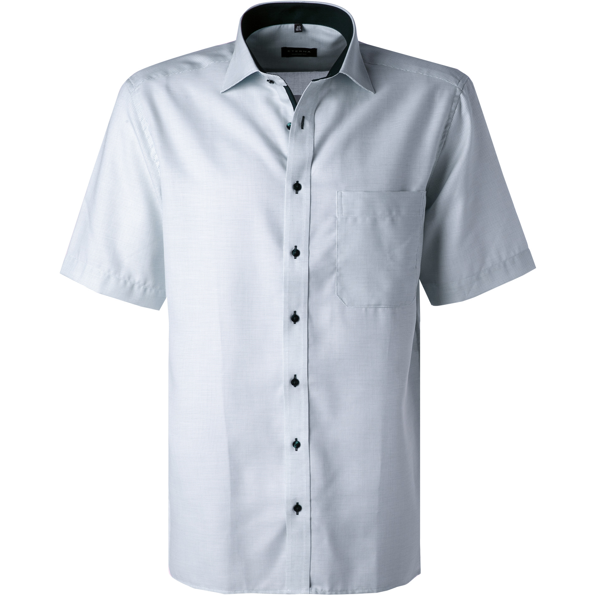 Eterna Herren Kurzarmhemd Blau Meliert Comfort Fit