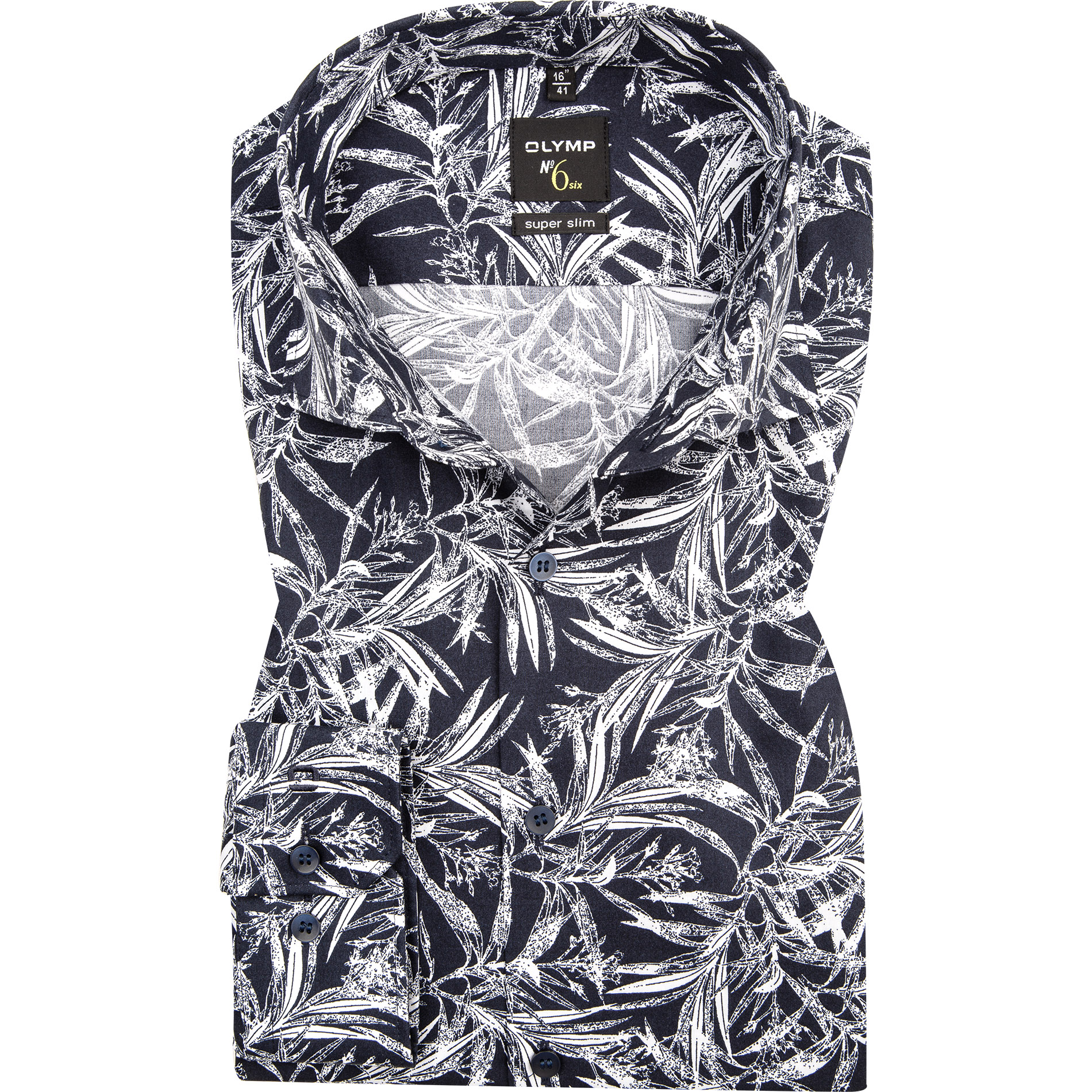 OLYMP Herren Hemd blau geblümt Slim Fit