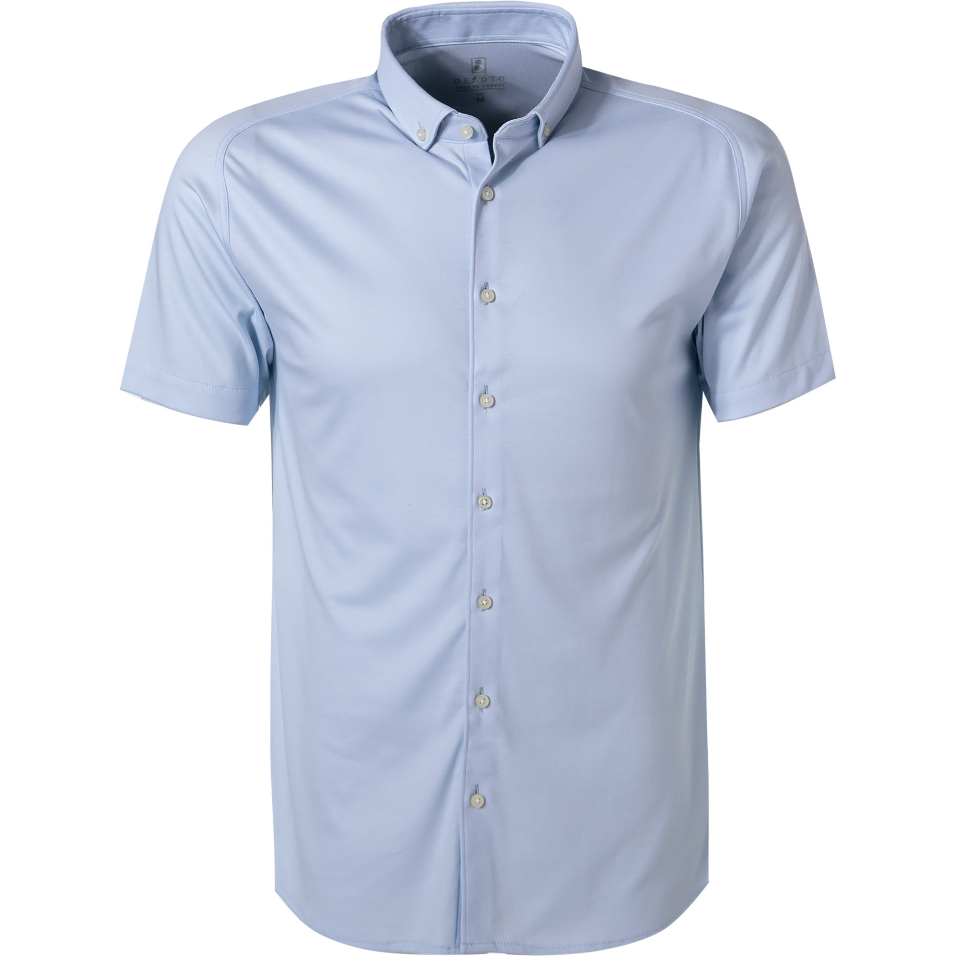 Desoto Herren Kurzarmhemd Blau Slim Fit