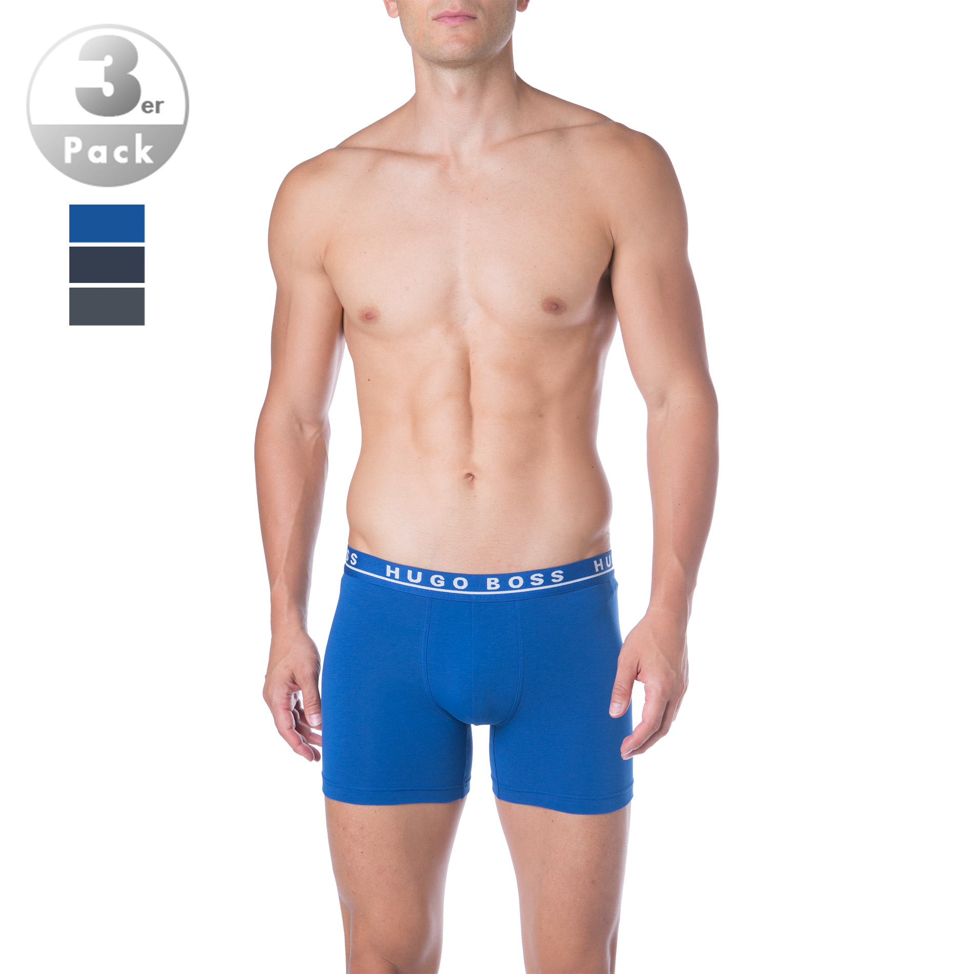 BOSS Black Herren Trunks blau Baumwolle & Mix unifarben