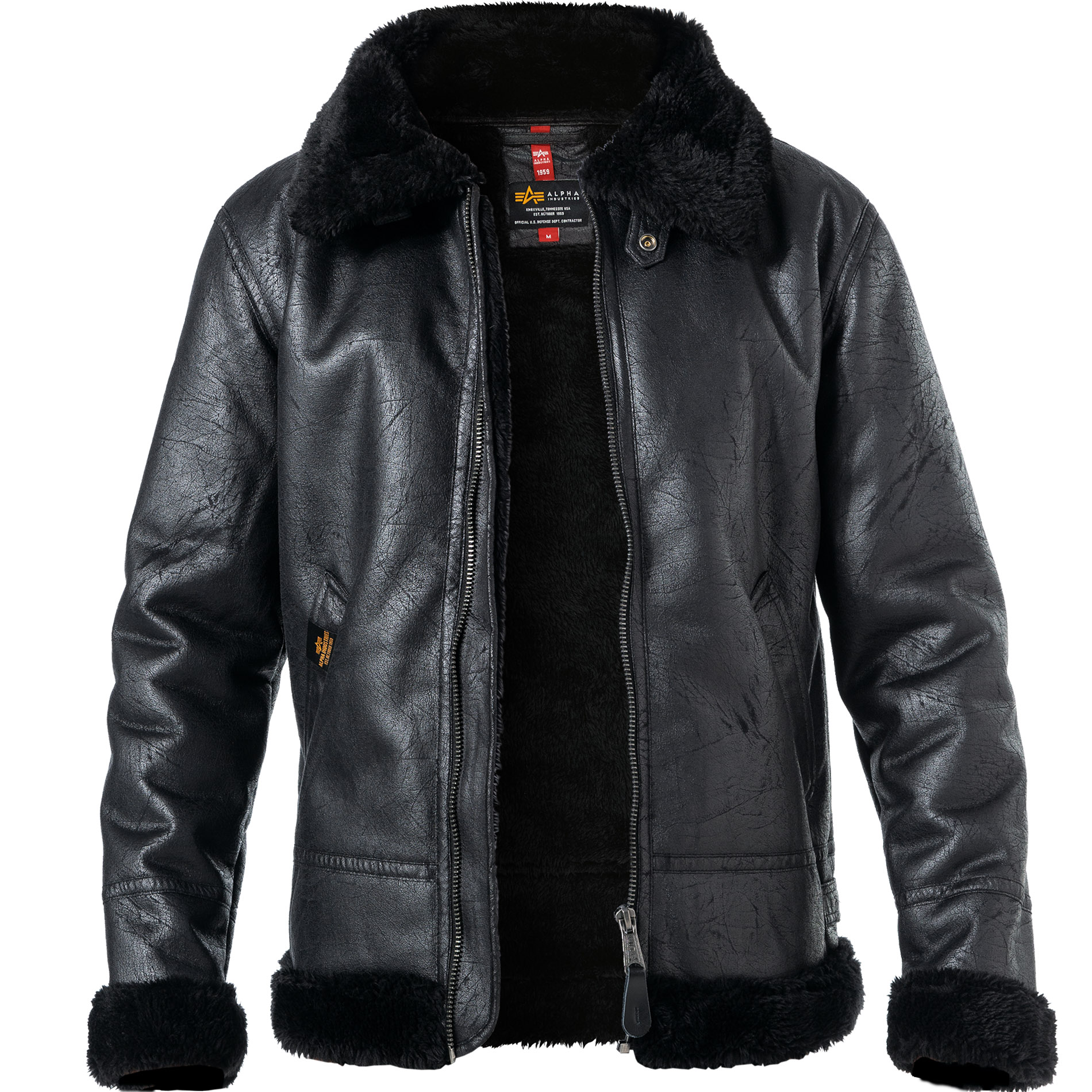 ALPHA INDUSTRIES Herren Jacke schwarz Mikrofaser unifarben