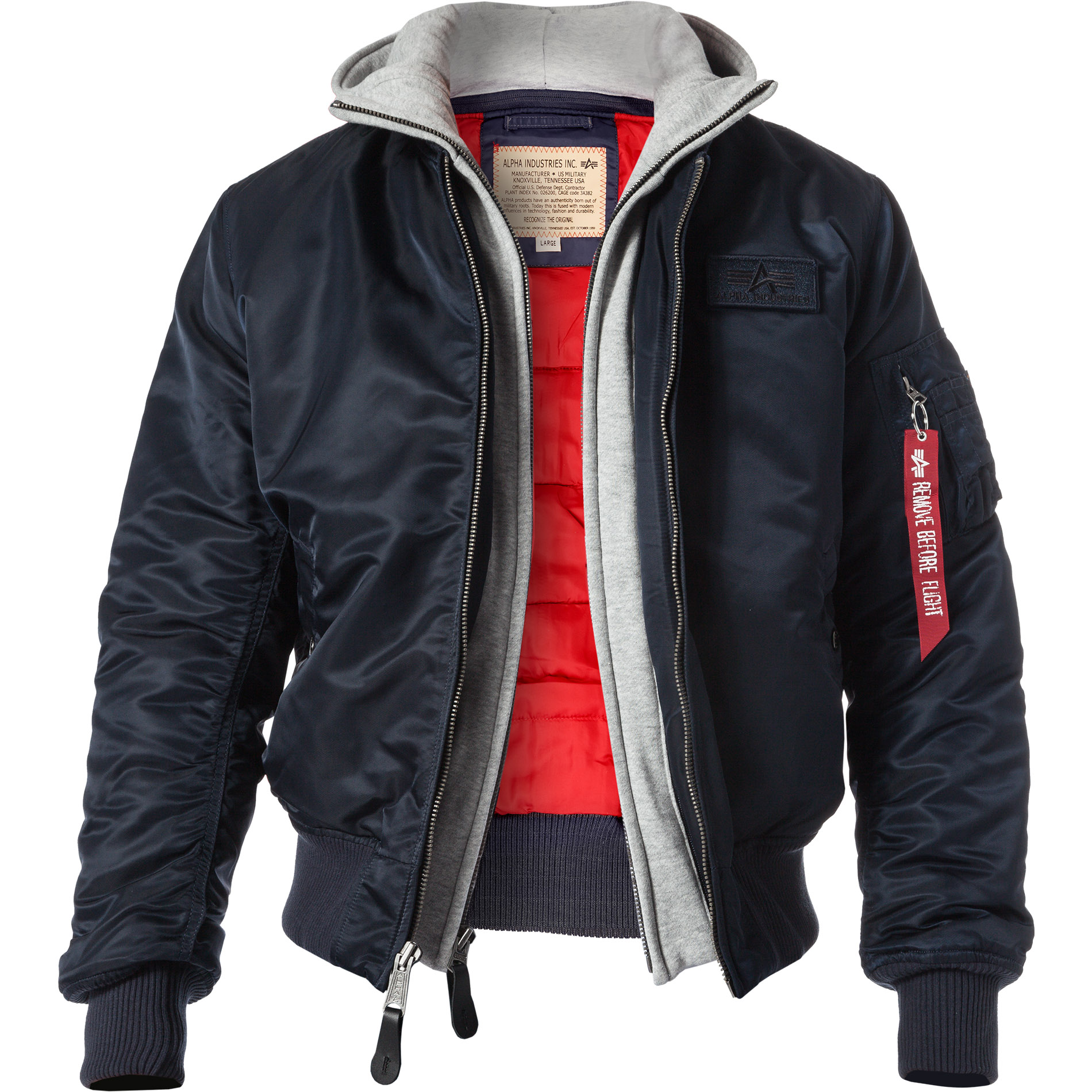 ALPHA INDUSTRIES Herren Blouson rot Mikrofaser unifarben