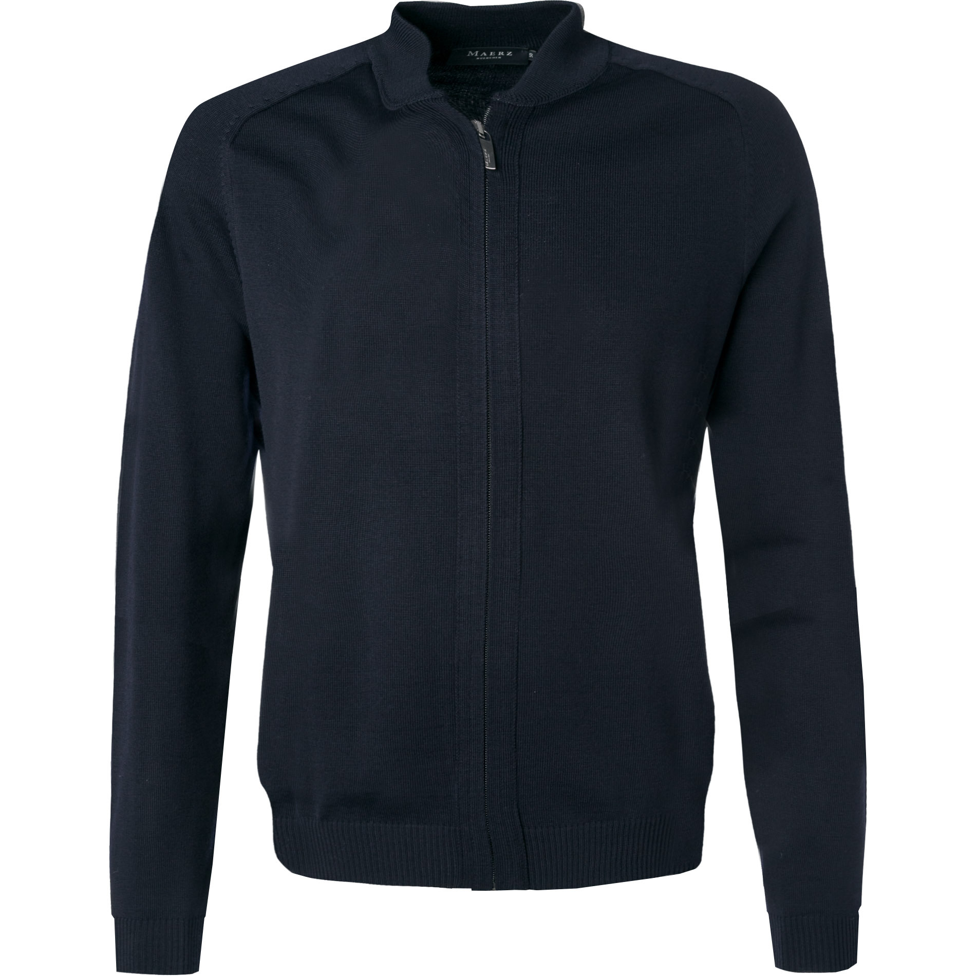 MAERZ Muenchen Herren Cardigan blau Merinowolle unifarben