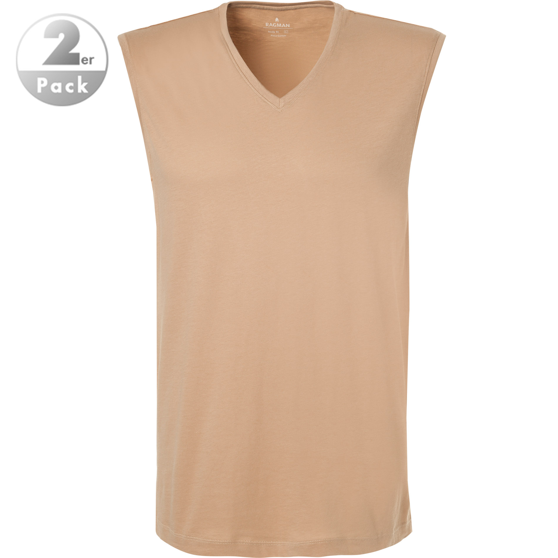 RAGMAN Herren V-Shirt beige