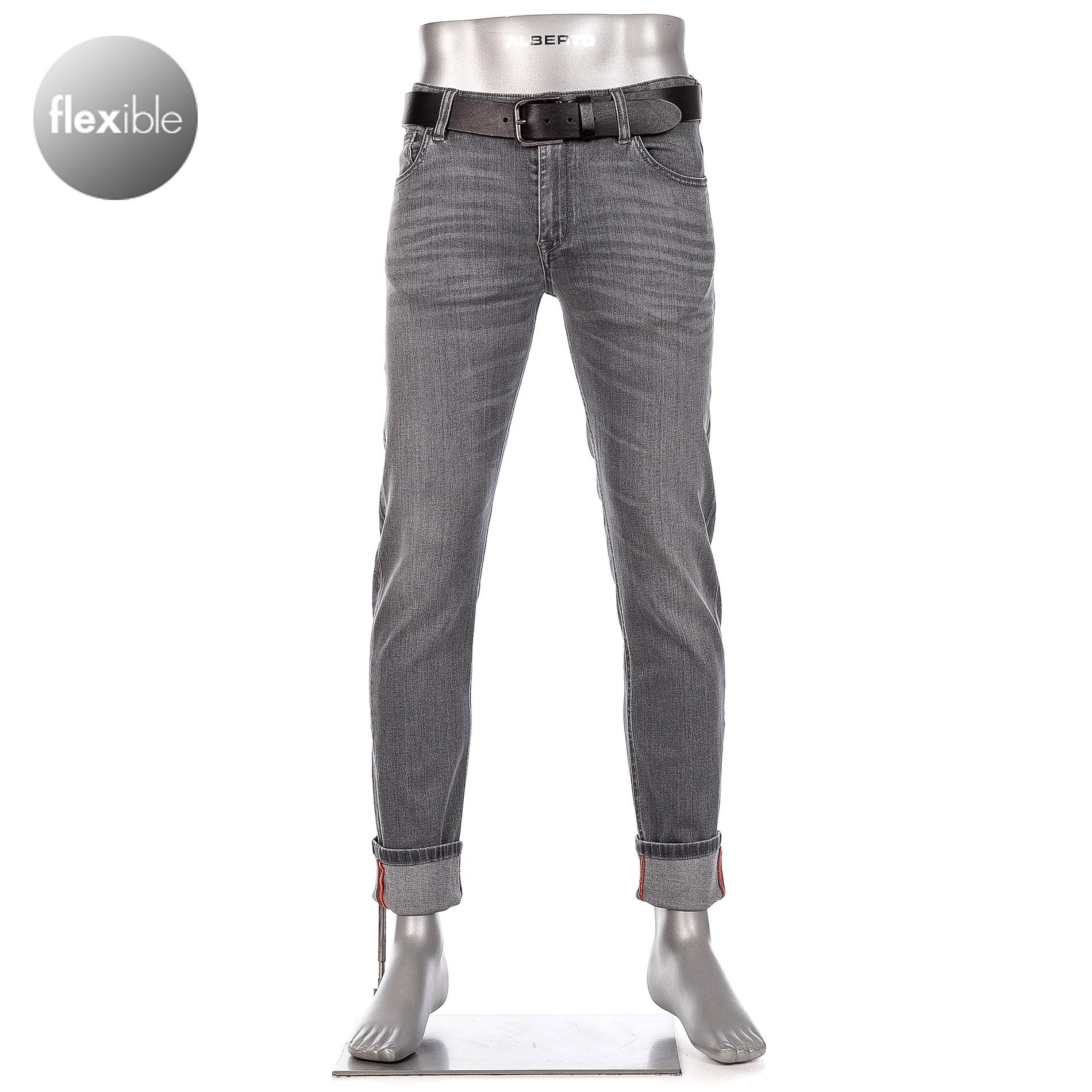 Alberto Bike Herren Jeans grau Baumwolle