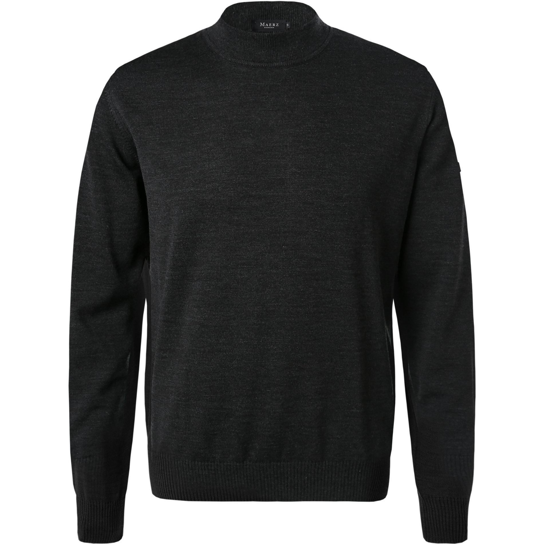 MAERZ Muenchen Herren Stehkragenpullover grau Merinowolle unifarben
