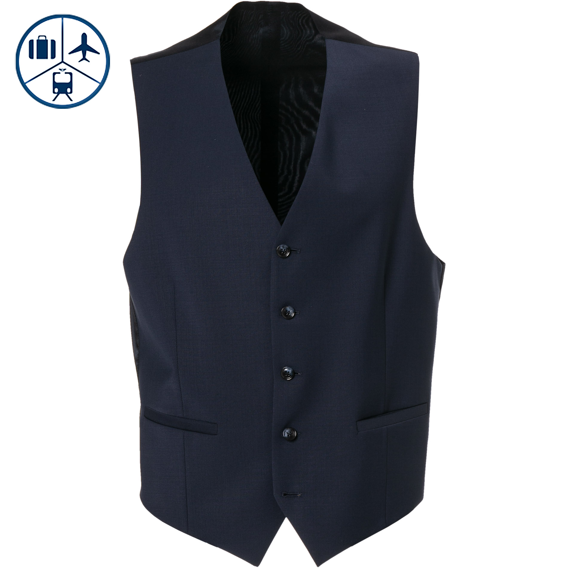 Carl Gross Herren Weste blau Schurwoll-Stretch